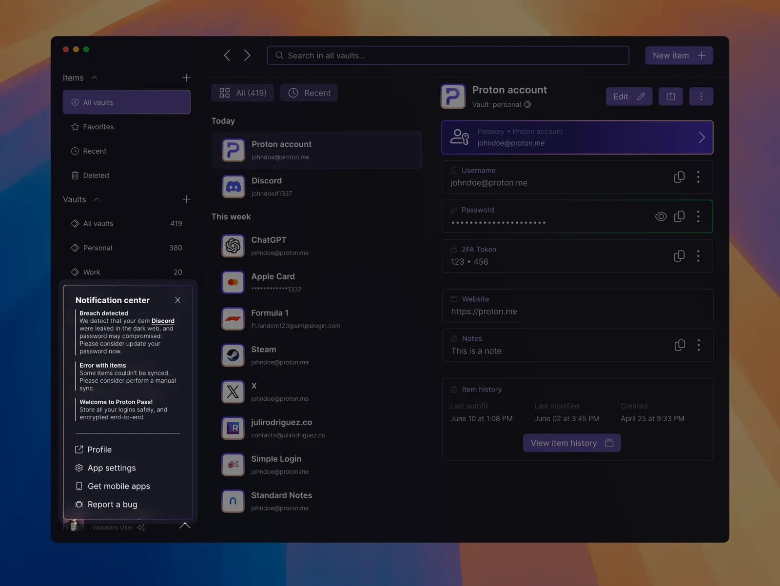Mi propuesta de interfaz de usuario para Proton Pass
