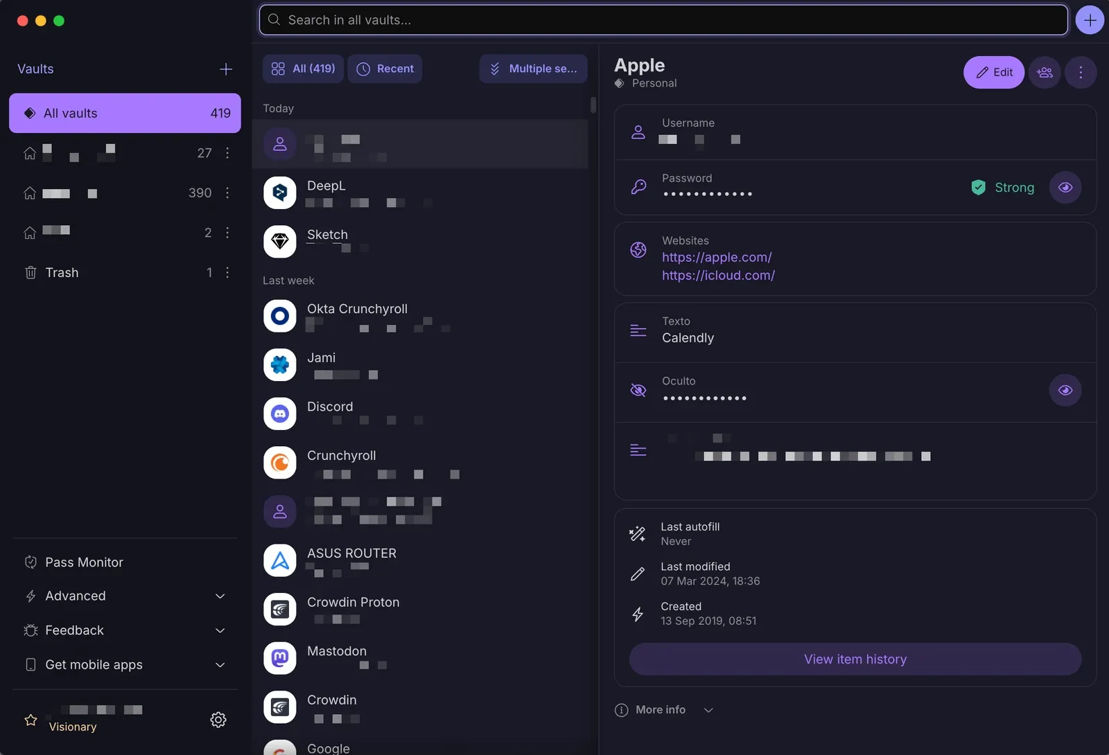 Mi propuesta de interfaz de usuario para Proton Pass